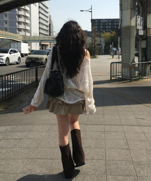 anyonemore(エニワンモア)/（ベルト＋キャミソールセット）ベルト付き メッシュニット パット付きキャミソール セット/Hills Loose fit Hippie Mesh Knitwear Cap sleeveless Set | AT2254032 | ベージュ