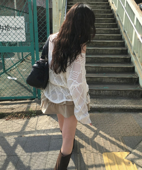 anyonemore(エニワンモア)/（ベルト＋キャミソールセット）ベルト付き メッシュニット パット付きキャミソール セット/Hills Loose fit Hippie Mesh Knitwear Cap sleeveless Set | AT2254032 | ベージュ