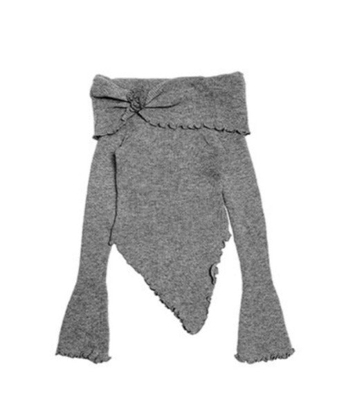 anyonemore(エニワンモア)/オフショルダー コサージュ付き スリム ニット プルオーバー/Weave Off-Shoulder Corsage Slim Knit | AT2254033 | グレー