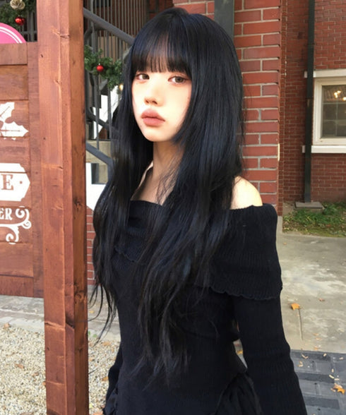 anyonemore(エニワンモア)/オフショルダー コサージュ付き スリム ニット プルオーバー/Weave Off-Shoulder Corsage Slim Knit | AT2254033 | ブラック