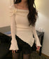 anyonemore(エニワンモア)/オフショルダー コサージュ付き スリム ニット プルオーバー/Weave Off-Shoulder Corsage Slim Knit | AT2254033 | アイボリー