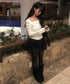 anyonemore(エニワンモア)/オフショルダー コサージュ付き スリム ニット プルオーバー/Weave Off-Shoulder Corsage Slim Knit | AT2254033 | アイボリー