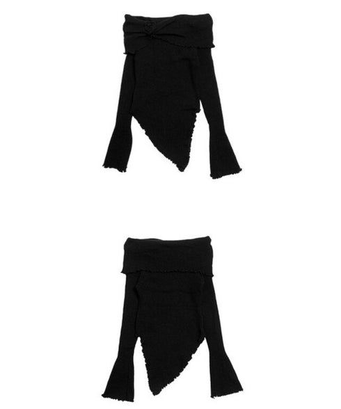 anyonemore(エニワンモア)/オフショルダー コサージュ付き スリム ニット プルオーバー/Weave Off-Shoulder Corsage Slim Knit | AT2254033 | ブラック