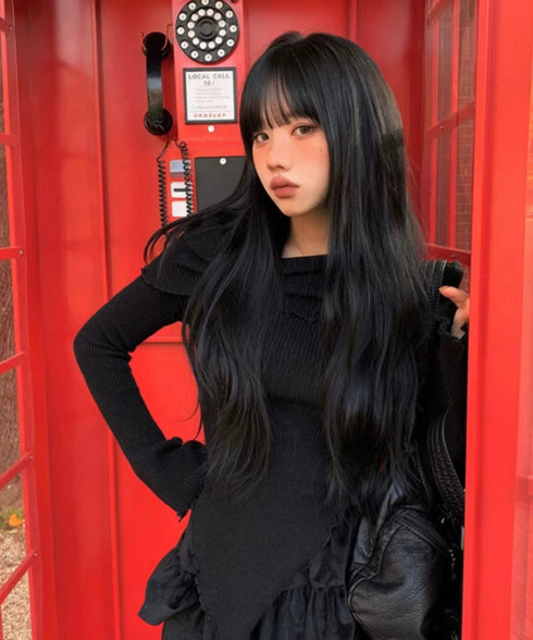 anyonemore(エニワンモア)/オフショルダー コサージュ付き スリム ニット プルオーバー/Weave Off-Shoulder Corsage Slim Knit | AT2254033 | ブラック