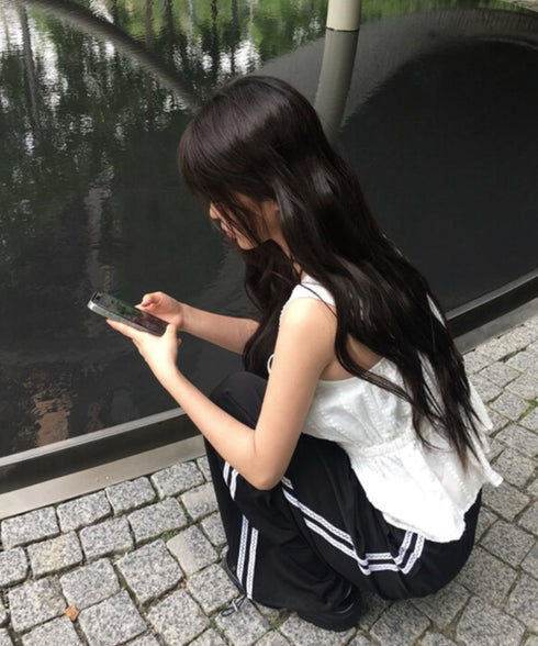 anyonemore(エニワンモア)/サイドレースライン ドローストリング トラック トレーニング パンツ/Dove Line Track Training Pants | AT2254034 | ブラック