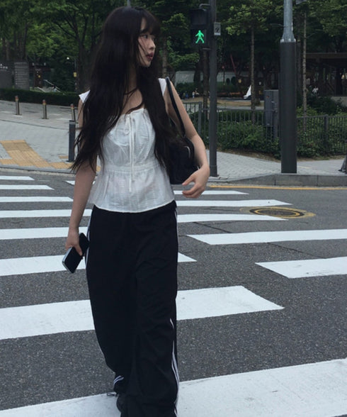 anyonemore(エニワンモア)/サイドレースライン ドローストリング トラック トレーニング パンツ/Dove Line Track Training Pants | AT2254034 | ブラック