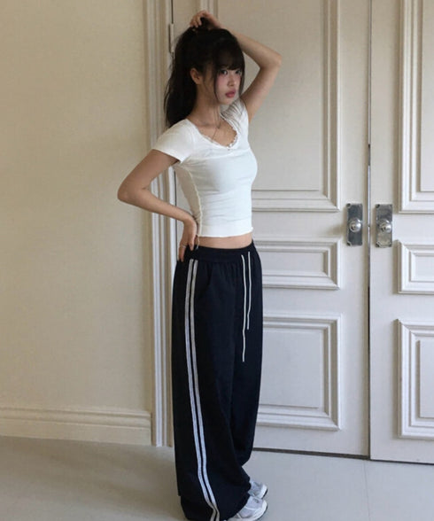 anyonemore(エニワンモア)/サイドレースライン ドローストリング トラック トレーニング パンツ/Dove Line Track Training Pants | AT2254034 | ネイビー