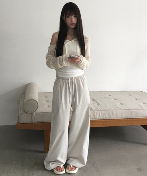 anyonemore(エニワンモア)/サイドレースライン ドローストリング トラック トレーニング パンツ/Dove Line Track Training Pants | AT2254034 | ベージュ