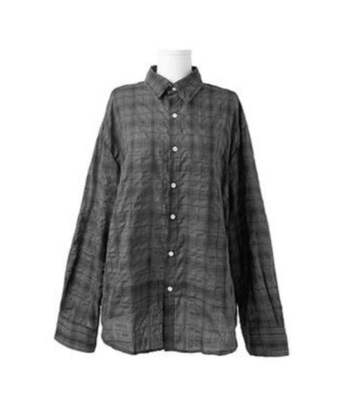anyonemore(エニワンモア)/チェック柄 オーバーサイズ ルーズフィット 長袖 シャツ/Woods Checkered Oversized Fit Long Sleeve Shirt | AT2254035 | チャコールグレー