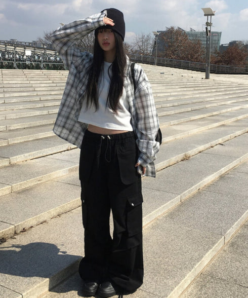 anyonemore(エニワンモア)/チェック柄 オーバーサイズ ルーズフィット 長袖 シャツ/Woods Checkered Oversized Fit Long Sleeve Shirt | AT2254035 | ホワイト