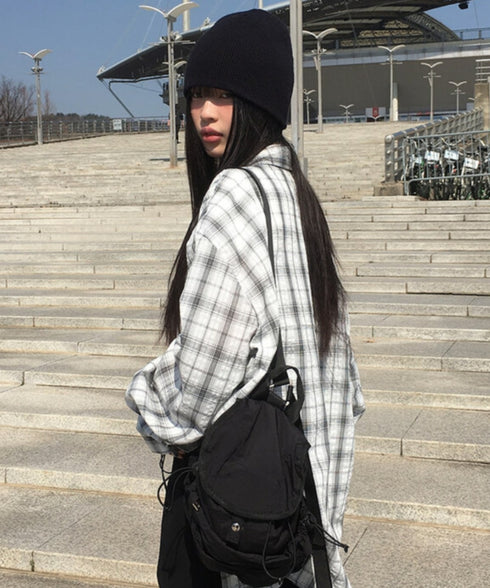 anyonemore(エニワンモア)/チェック柄 オーバーサイズ ルーズフィット 長袖 シャツ/Woods Checkered Oversized Fit Long Sleeve Shirt | AT2254035 | ホワイト