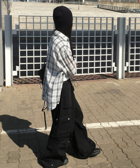 anyonemore(エニワンモア)/チェック柄 オーバーサイズ ルーズフィット 長袖 シャツ/Woods Checkered Oversized Fit Long Sleeve Shirt | AT2254035 | ホワイト