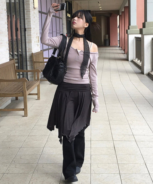 anyonemore(エニワンモア)/フード付き スナップボタン スリムフィット 長袖 Tシャツ/Rezer Hoodie Button Long Sleeve T-Shirt | AT2254036 | ピンクベージュ