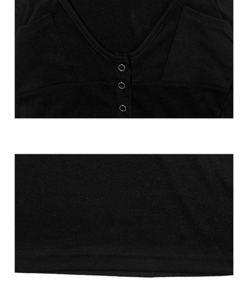 anyonemore(エニワンモア)/フード付き スナップボタン スリムフィット 長袖 Tシャツ/Rezer Hoodie Button Long Sleeve T-Shirt | AT2254036 | ブラック