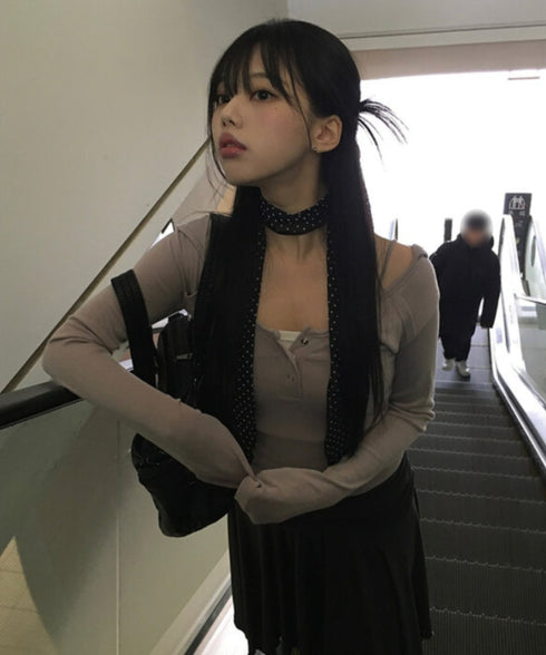 anyonemore(エニワンモア)/フード付き スナップボタン スリムフィット 長袖 Tシャツ/Rezer Hoodie Button Long Sleeve T-Shirt | AT2254036 | ピンクベージュ