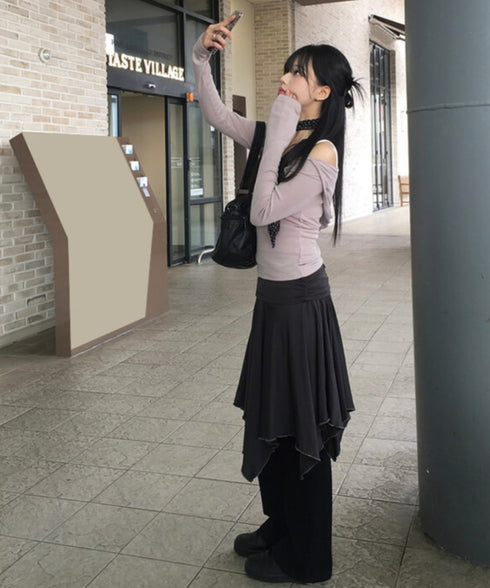 anyonemore(エニワンモア)/フード付き スナップボタン スリムフィット 長袖 Tシャツ/Rezer Hoodie Button Long Sleeve T-Shirt | AT2254036 | ピンクベージュ