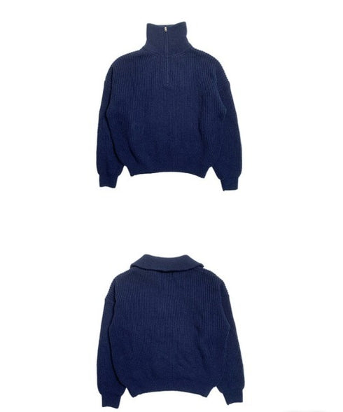 anyonemore(エニワンモア)/2WAY ルーズ ハーフジップ ハイネック ニット プルオーバー/Vanilla Neck Collar Loose Fit Knit Half Zip-Up | AT2254037 | ネイビー