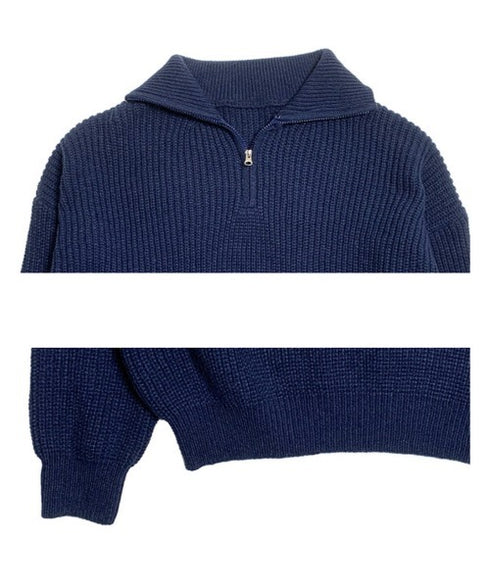anyonemore(エニワンモア)/2WAY ルーズ ハーフジップ ハイネック ニット プルオーバー/Vanilla Neck Collar Loose Fit Knit Half Zip-Up | AT2254037 | ネイビー