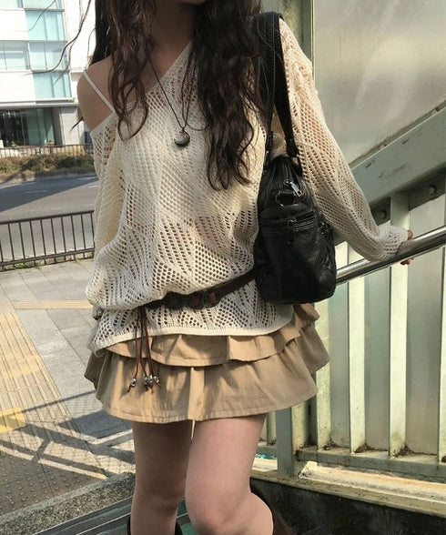 anyonemore(エニワンモア)/ベルトセット 2段ティアード フリル ミニスカート（インナーパンツ付き）/Kasen Cancan Frill Mini Skirt | AT2254038 | ベージュ