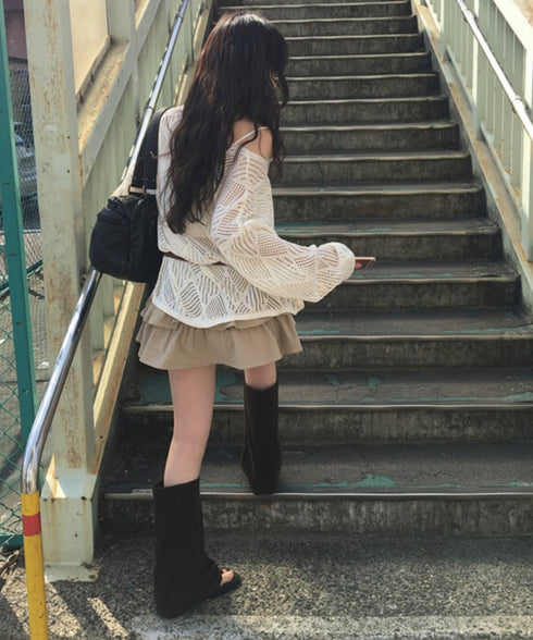 anyonemore(エニワンモア)/ベルトセット 2段ティアード フリル ミニスカート（インナーパンツ付き）/Kasen Cancan Frill Mini Skirt | AT2254038 | ベージュ