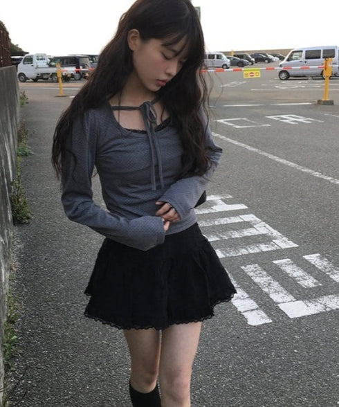 anyonemore(エニワンモア)/レース ミニスカート（インナーパンツ付き）/Arting lace mini skirt | AT2254039 | ブラック