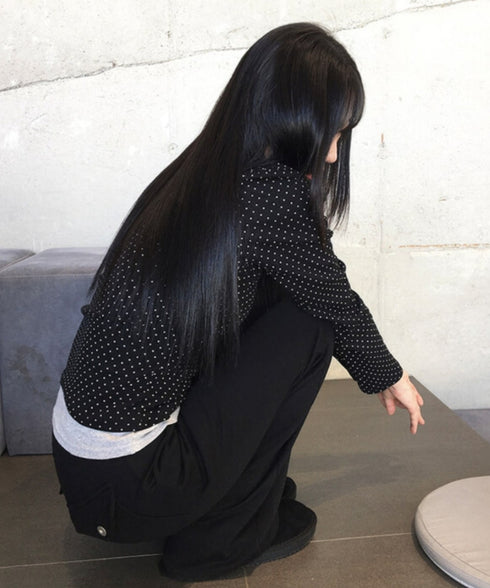 anyonemore(エニワンモア)/バックポケット スリム ブーツカット スウェットパンツ トレーニングパンツ/Living Back Pocket Slim Bootcut Training Pants | AT2254041 | ブラック