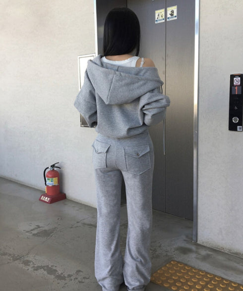 anyonemore(エニワンモア)/バックポケット スリム ブーツカット スウェットパンツ トレーニングパンツ/Living Back Pocket Slim Bootcut Training Pants | AT2254041 | グレー