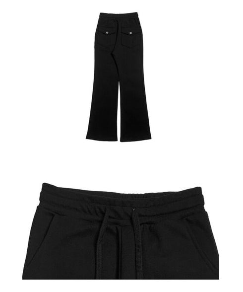 anyonemore(エニワンモア)/バックポケット スリム ブーツカット スウェットパンツ トレーニングパンツ/Living Back Pocket Slim Bootcut Training Pants | AT2254041 | ブラック