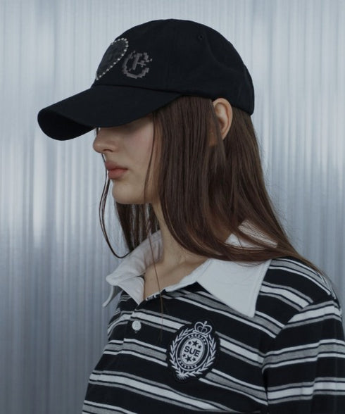 SETUPEXE(セットアップイーエックスイー)/スタッズ アップリケ ベースボール キャップ 帽子/LEO APPLIQUE BALL CAP | AT5254042 | ブラック