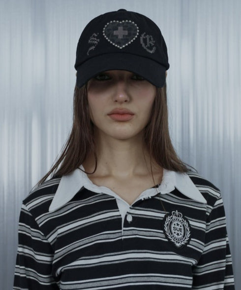 SETUPEXE(セットアップイーエックスイー)/スタッズ アップリケ ベースボール キャップ 帽子/LEO APPLIQUE BALL CAP | AT5254042 | ブラック