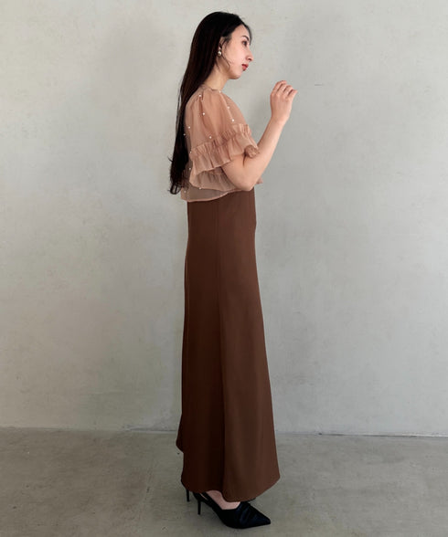 フォーマル 二次会オケージョン パーティードレス パールトップスキャミワンピース２点セットドレス | MD2256038 | ブラウン