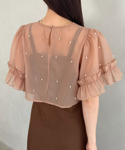 フォーマル 二次会オケージョン パーティードレス パールトップスキャミワンピース２点セットドレス | MD2256038 | ブラウン