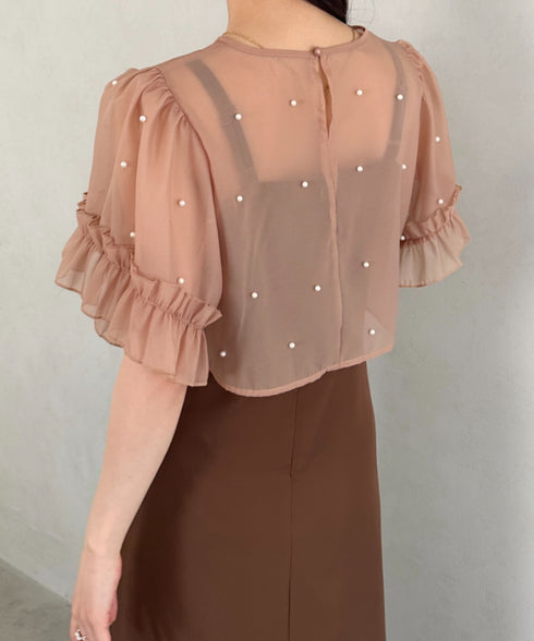 フォーマル 二次会オケージョン パーティードレス パールトップスキャミワンピース２点セットドレス | MD2256038 | ブラウン