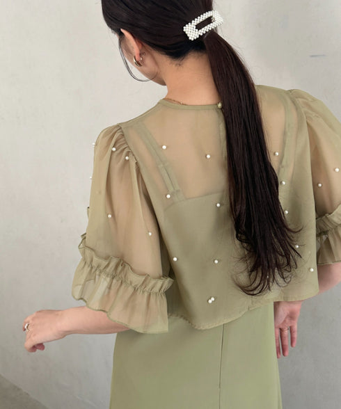 フォーマル 二次会オケージョン パーティードレス パールトップスキャミワンピース２点セットドレス | MD2256038 | カーキ