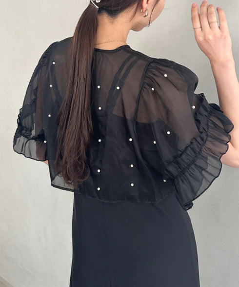 フォーマル 二次会オケージョン パーティードレス パールトップスキャミワンピース２点セットドレス | MD2256038 | ブラック