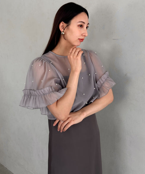 フォーマル 二次会オケージョン パーティードレス パールトップスキャミワンピース２点セットドレス | MD2256038 | グレー