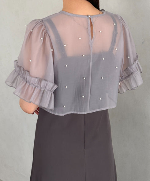 フォーマル 二次会オケージョン パーティードレス パールトップスキャミワンピース２点セットドレス | MD2256038 | グレー