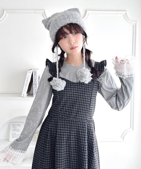 ねこみみポンポンニットビーニー | LO5254039 | グレー