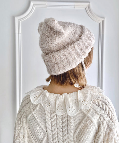 ねこみみポンポンニットビーニー | LO5254039 | ライトベージュ