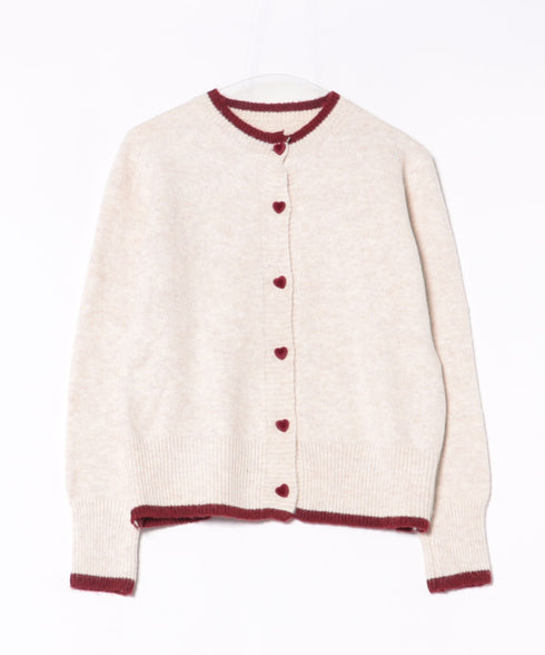ハートボタンバイカラーカーディガン | LO2256080 | アイボリー