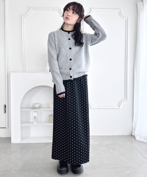 ハートボタンバイカラーカーディガン | LO2256080 | グレー