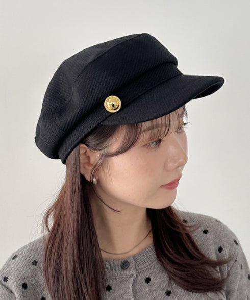 ゴールドボタンウールライクキャスケット | CL5256070 | ブラック