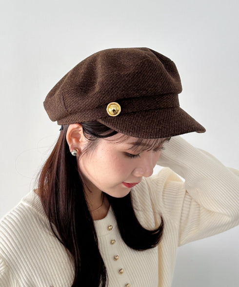 ゴールドボタンウールライクキャスケット | CL5256070 | ブラウン