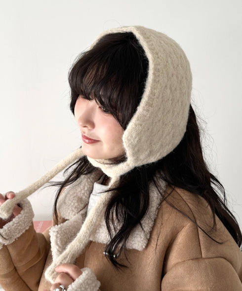 ニット紐付きイヤーマフ/耳当て | CL6254017 | アイボリー