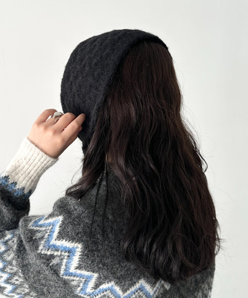 ニット紐付きイヤーマフ/耳当て | CL6254017 | ブラック