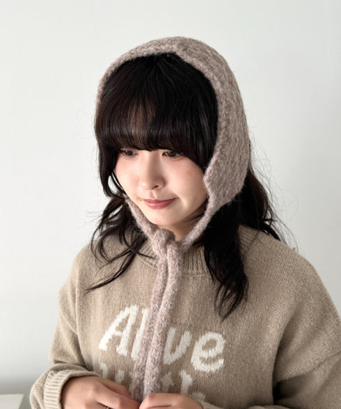 ニット紐付きイヤーマフ/耳当て | CL6254017 | モカ