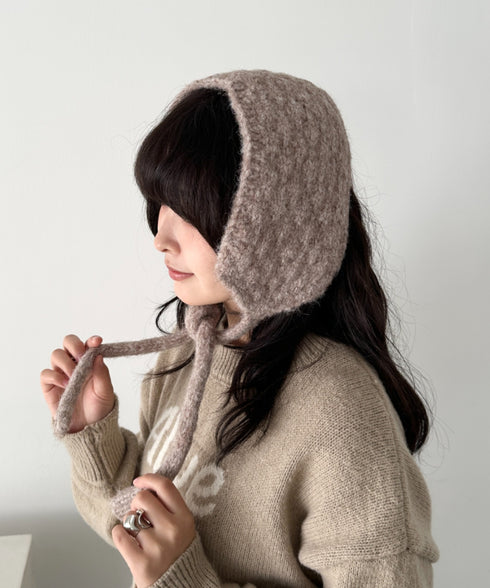 ニット紐付きイヤーマフ/耳当て | CL6254017 | モカ