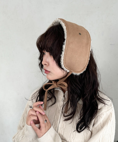 ボアスエード紐付きイヤーマフ/耳当て | CL6254018 | キャメル