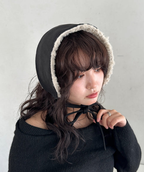 ボアスエード紐付きイヤーマフ/耳当て | CL6254018 | ブラック