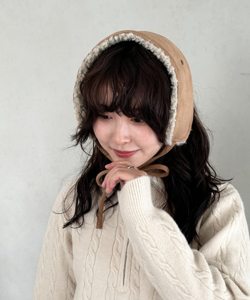 ボアスエード紐付きイヤーマフ/耳当て | CL6254018 | キャメル